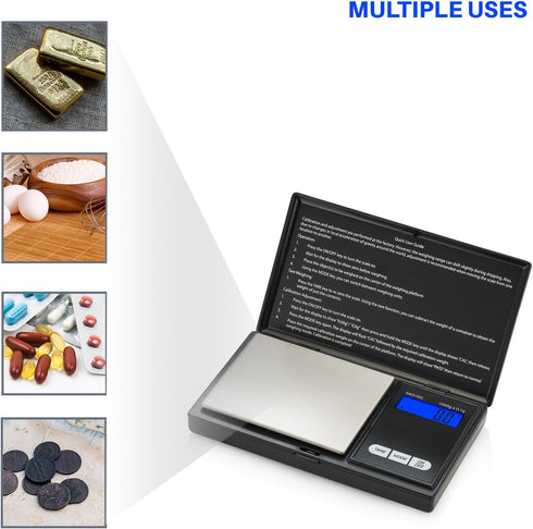 Smart Weigh Digital Pocket Gram Scale, 1000g x 0.1 Grams, Digital Gram Scale, Jewelry Scale, Food Scale, Medicine Scale, Kitchen Scale Black, Batt...