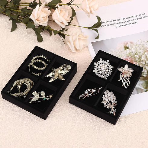 DesignSter Small Jewelry Tray-Ring Organizer 2PCS Premium Velvet Rings Earrings Display Tray Storage Insert Holder for Jewelry Box, Drawer, Dresse...