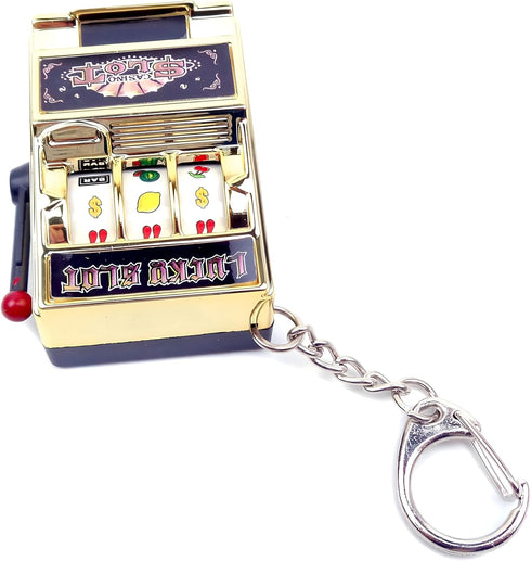 Mini Slot Machine Toy, Funny Lucky Slot Machine Bank with Spinning Reel and Keychain, Nice as Creative Festival Present Birthday Cake Decoration...