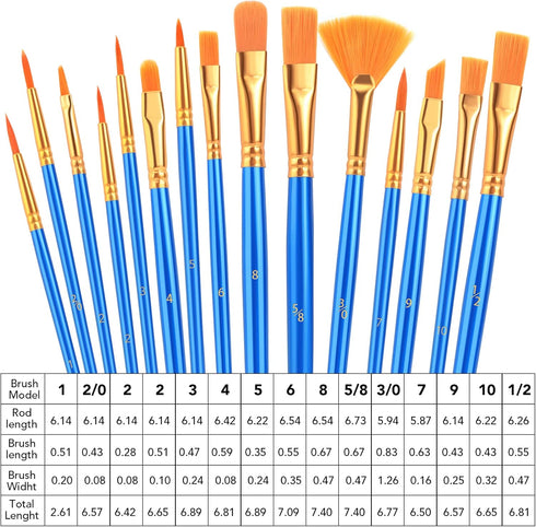 AROIC Acrylic Paint Brush Set, 30 pcs Nylon Hair Paint Brushes for All Purpose Oil Watercolor Face Body Rock Painting Artist, Small Paint Brush Ki...