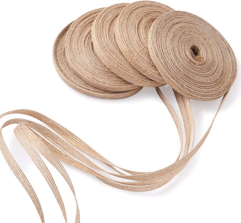 Pandahall 5 Rolls Natural Burlap Fabric Ribbon 1/4 inches Tan Jute Linen Ribbon Rolls for Party Decoration, DIY Crafts Gift Wrapping Christmas Mak...