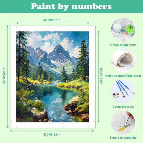 AIRDEA DIY Landscape Paint by Numbers Kits for Adults,Paint by Number for Adults Beginner Mountains,16x20inch DIY Rivers and Trees Simple Painting...