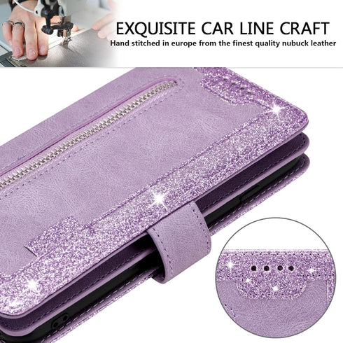 UEEBAI Wallet Case for iPhone 6 6S, Retro 9 Card Slots Zipper Pocket Handbag Case PU Leather Magnetic Closure Kickstand with Wrist Strap TPU Flip ...