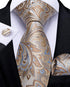 DiBanGu Men's Silk Tie and Pocket Square Woven Formal Tie Cufflink Set Solid Neckties...
