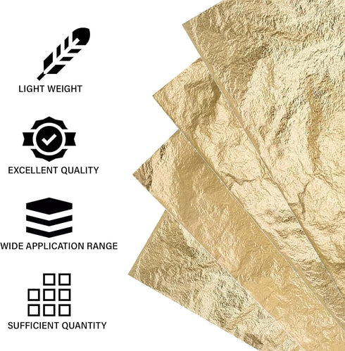 Bluebird Gold Leaf Sheets for Art - 50 Pack - Imitation Gold Foil Sheets of 5.5" x 5.5", Painting Gilding Crafts Decoration...