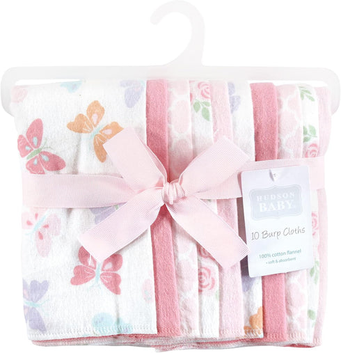 Hudson Baby Unisex Baby Cotton Flannel Burp Cloths, Pastel Butterfly, One Size...