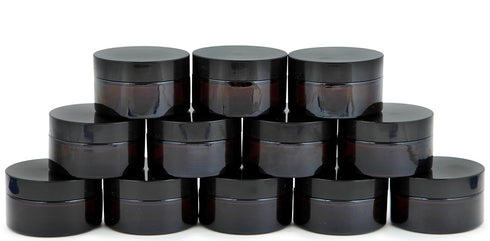 Vivaplex, 12, Amber, 15 ml, Round Glass Jars, with Inner Liners and black Lids...