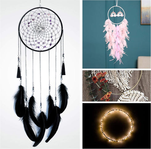 2 Pack 14 Inch Large Metal Floral Hoop Wreath Macrame Gold Hoop Rings for Making Wedding Wreath Decor and DIY Dream Catcher Wall Hanging Crafts...