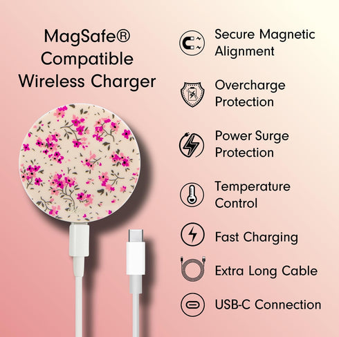 Sonix Magsafe Charger | Compatible with MagSafe for iPhone 14/13/12 Series | Fast Magnetic Wireless Charger + USB-C 6.5ft Cable (Cottage Floral Pi...