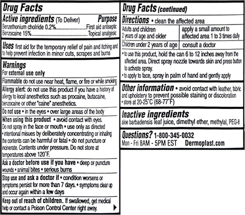 Dermoplast Kids Sting-Free First Aid Spray, Antiseptic & Analgesic Spray for Minor Cuts, Scrapes and Burns, 2 Ounce...