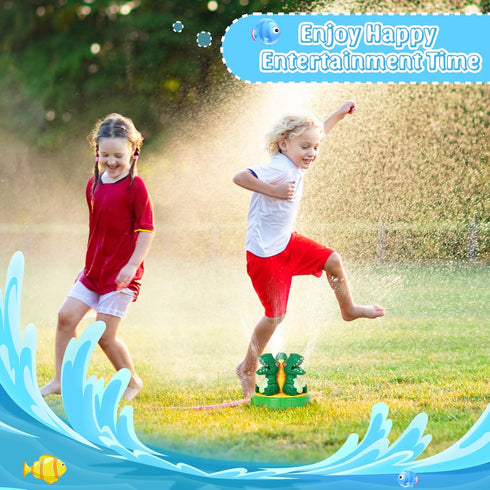 Outdoor Water Sprinkler Toys for Kids,Spinning Splash Dinosaur Summer Spray Toy with Hose Connector to Garden Backyard Outsider Play for Toddlers ...