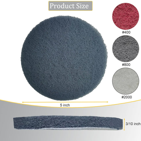 15 PCS 5 Inch Hoop and Loop Multipurpose Scrubber Scouring Pads - Flocking Scuff Pads, 400 800 2000 Grits Conditioning Discs Polishing Pads for Fu...