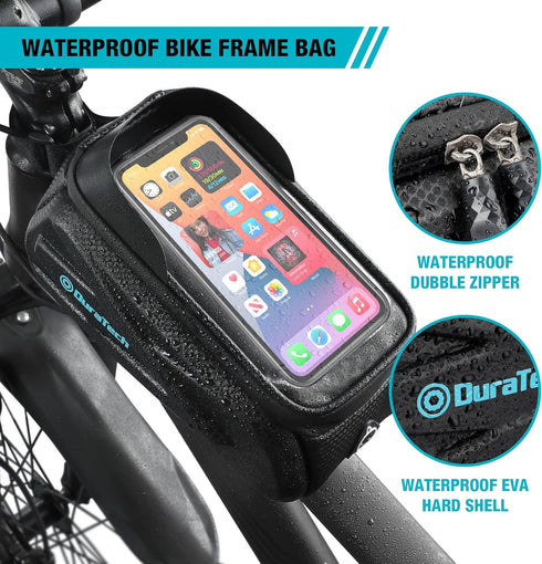 DURATECH Bike Bag, Bike Accessories, Waterproof Bike Phone Bag with EVA Material, TPU Touch Screen and Sun Visor, Bicycle Bag for Phones Under 6.9...