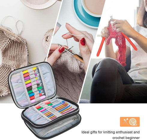 ProCase Crochet Hook Case (up to 6.5 Inches), Travel Organizer Zipper Bag for Various Crochet Hooks, Circular Knitting Needles and Other Accessori...