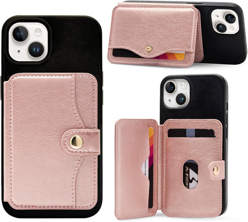 M-Plateau Slim Leather Wallet Phone Case, Adhesive Card Holder Compatible with Most Smartphones (Pink)...