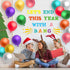 56pcs Happy New Year Chalkboard Set with 50pcs Balloons and 10 Sheets Glue Points, Let’s End This Year with A Bang Funny Paper Cut-outs School Cla...