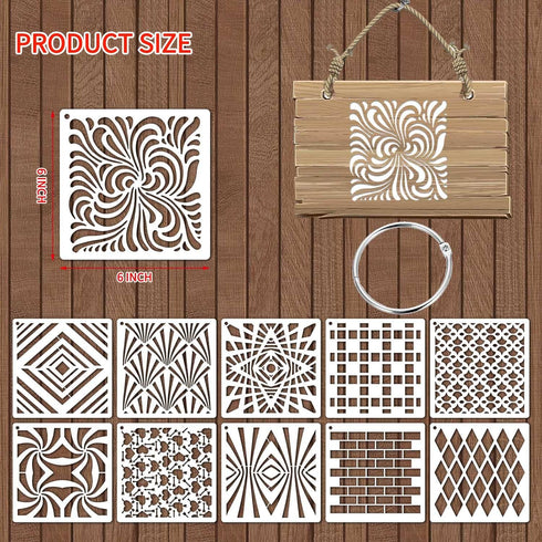 6 Inch Geometric Stencils for Painting, 25 Pieces Reusable Painting Templates for Scrapbooking Cookie Tile Furniture Wall Floor Decor Craft Drawin...