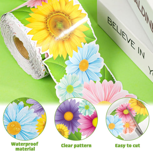 Augisteen Spring Bulletin Board Borders Daisy Flower Border Trim Classroom Bulletin Board Decoration Spring Floral Paper Cutouts for Spring Summer...