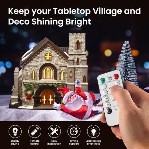 Remote Control Lighting System, 6.5Ft Accessory Cord with 3LED C7 Warm White Bulbs, Built-in 4 Lighting Modes and Timer, Perfect for Halloween Chr...
