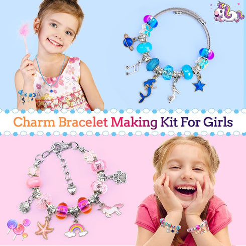 LUDUKOO Bracelet Making Kit for Girls, 134 Pcs Charm Bracelet Making Kit with Beads Bracelet Necklace Making Kit Grafts for Girls Ages 6-8 Birthda...