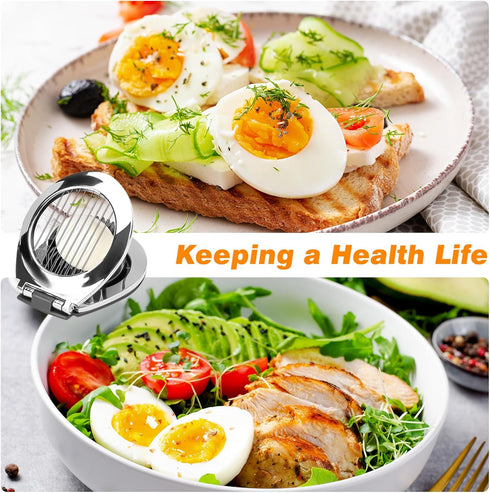 Egg Slicer, BIBURY Egg Slicer for Hard Boiled Eggs, Heavy Duty Egg Cutter for Egg Strawberry Mushroom Soft Fruit, Stainless Steel Wire with 3 Slic...
