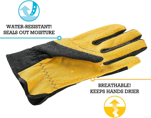 Wells Lamont Men's Slip On HydraHyde Water-Resistant Leather Palm Hybrid Work Gloves, XX-Large 3241XX, Gray...