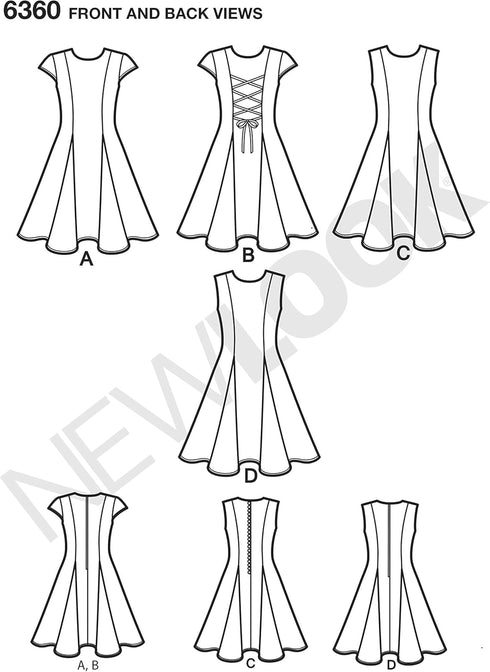Simplicity New Look Patterns UN6360A Girls' Sized for Tweens Dress, A (8-10-12-14-16)...