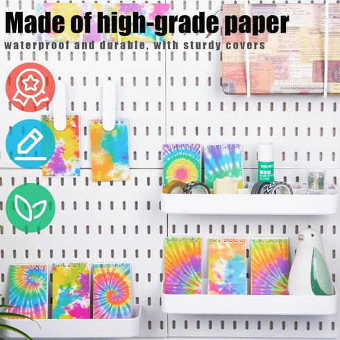 Koogel 24PCS Mini Tie Dye Notepads, Blank Mini Notebooks for Kids Spiral Mini Notebook Pastel Art Party Small Notepad for Tie Dye Birthday Party F...