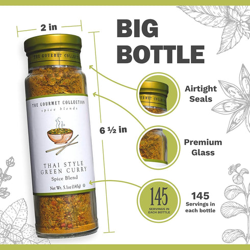 The Gourmet Collection Spice & Seasoning Blend, Thai Style Green Curry - Spicy & Sweet for Chicken, Vegetables, Fish: Grill Rub: 156 Servings....