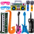 10 Pack Inflatable Rock Star Toy Set,Inflatable Instruments Party Props,Inflatable Guitar Boom Box Keyboard Piano Saxophone Party Favors for Theme...