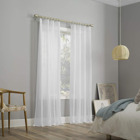 No. 918 Genevieve 2-pack 2-pack Linen Weave Sheer Semi-Sheer Grommet Curtain Panel Pair, 50" x 84", White...