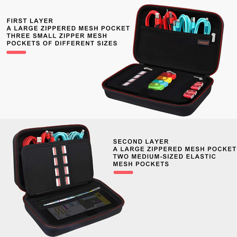 Canboc Hard Electronic Organizer Travel Case Electronics Accessories Cable Gadget Wire Storage Tech Bag Double Layer Shockproof Box for Charger Co...