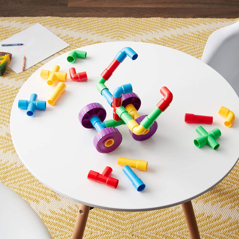 Skoolzy STEM Learning Pipe Tube 29 Piece Toys_and_Games Set, Educational Construction Building Blocks for ADHD & Autism for Baby, Kid Includes Whe...