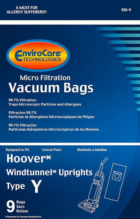 EnviroCare 859-9 Type Y Vacuum Bag Replacement for Hoover WindTunnel Uprights and Hoover Vacuums, 9 Pack...
