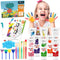 27PCS Kids Washable Finger Paint Set, Non Toxic Finger Paints 8 Colors, Finger Paint Paper, Brushes, Sponges, Art Painting Supplies for Toddlers,F...