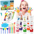 27PCS Kids Washable Finger Paint Set, Non Toxic Finger Paints 8 Colors, Finger Paint Paper, Brushes, Sponges, Art Painting Supplies for Toddlers,F...