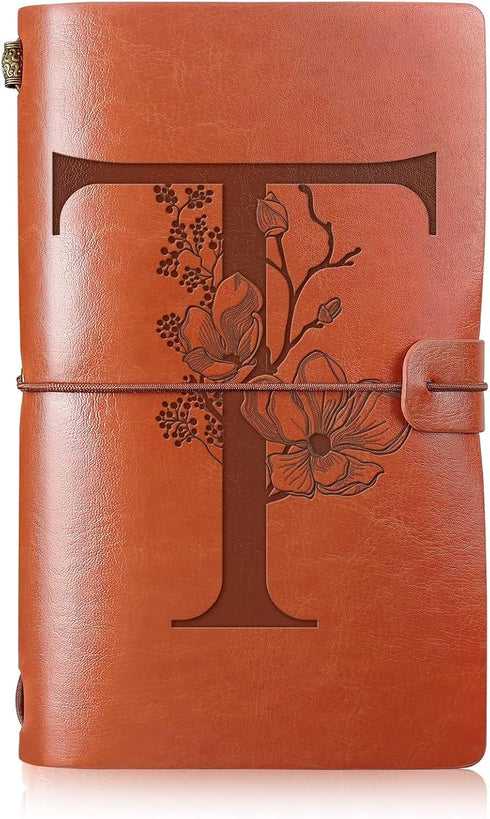 Initial Leather Travel Journal Monogrammed Notebook Appreciation Gifts Refillable Personalized Diary Writing Notepad for Women Graduation Birthday...