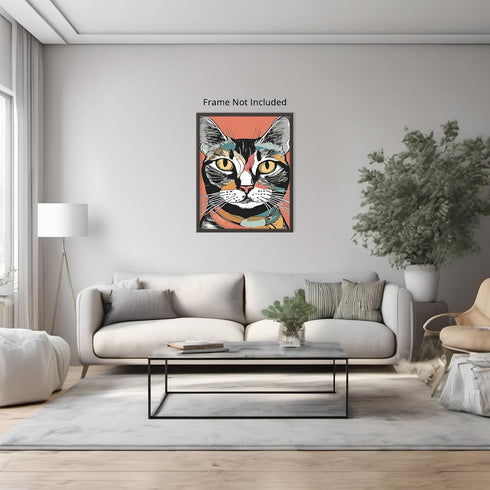Posterizer 1 pcs- Abstract portrait of a cat with yellow eyes-Art for Animal Lovers-Abstract & Modern Art- Gift for Men Women Teens-Decor for Hom...