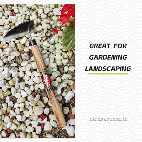 Japanese Garden Hoe for Weeding Sickle, Hoe Garden Tool Hand Grass Sickle, Weeding Tool for Gardening with High Carbon Steel Blade for Cutting Gra...