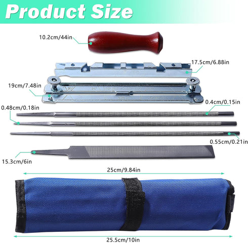 Adefol Chainsaw Sharpener File Kit, Metal File Rasp Set with Hardwood Stain, Wood Handle, 6" Flat Fine Tooth File, Filing Guide, Tool Pouch, Depth...