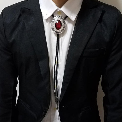 SELOVO Big Large Green Rhinestone Western Mens Bolo Tie Genuine Leather...