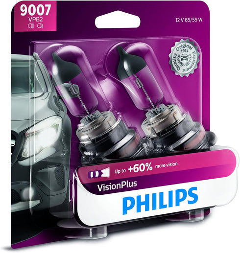 Philips Automotive Lighting 9007 VisionPlus Deluxe Upgrade Automotive Replacement Headlight Bulb, Fits Select High Beam, Low Beam, or Fog Position...