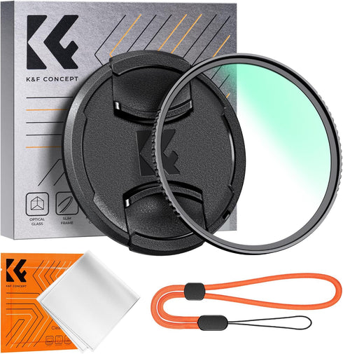 K&F Concept 62mm MC UV Lens Protection Filter with Lens Cap Cleaning Cloth Optical Glass Ultra Slim 18 Multi-Layer Coatings Camera Lens UV Filter ...