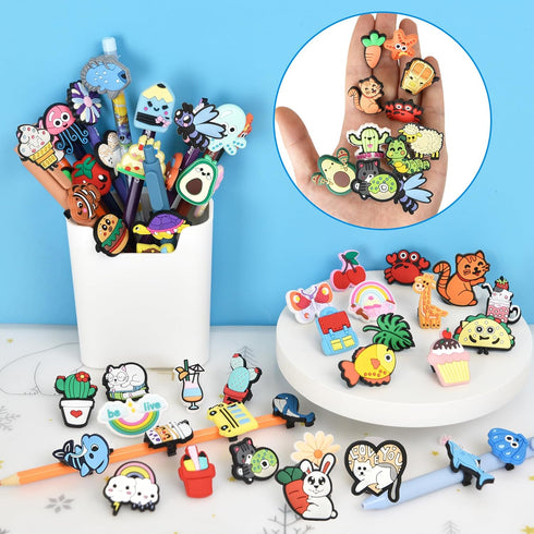 50pcs Pencil Topper Decorations Random Cute Pencil Topper For Kids Lovely Pencil Clips For Classroom Reward School Prize Students Gifts Easter Egg...