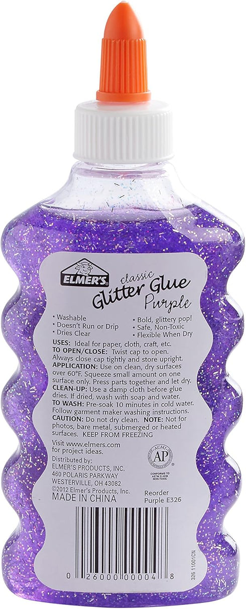 Elmer's Liquid Glitter Glue, Washable, Purple, 6 Ounces, 1 Count - Great For Making Slime...
