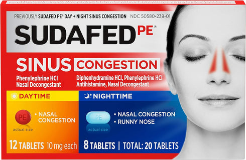 Sudafed PE Day and Night Sinus Pressure & Congestion Tablets, 20 Count...