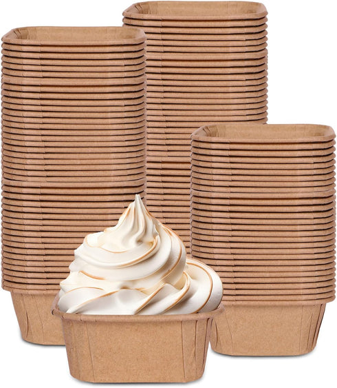 Whaline 100Pcs Parchment Square Cupcake Liners Kraft Paper Square Baking Cups Natural Color Cupcake Wrappers for Wedding Birthday Baby Shower Part...