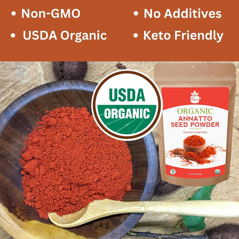 SPICY ORGANIC Annatto Powder 16 oz. – Certified USDA Organic - Ground Achiote Seed Spice for Seasoning and Cooking...