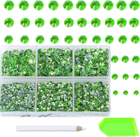 AD Beads 4500 Pieces Hotfix Rhinestones Flat Back 6 Sizes (2-6 mm) Crystal Round Glass Gems with Tweezers and Picking Rhinestones Pen or Crafts Na...