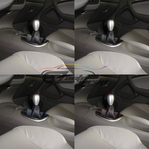 Universal Shift Knob Shifter Boot Cover Black with Blue Stitches PVC Leather MT at Sport PVC Leather...